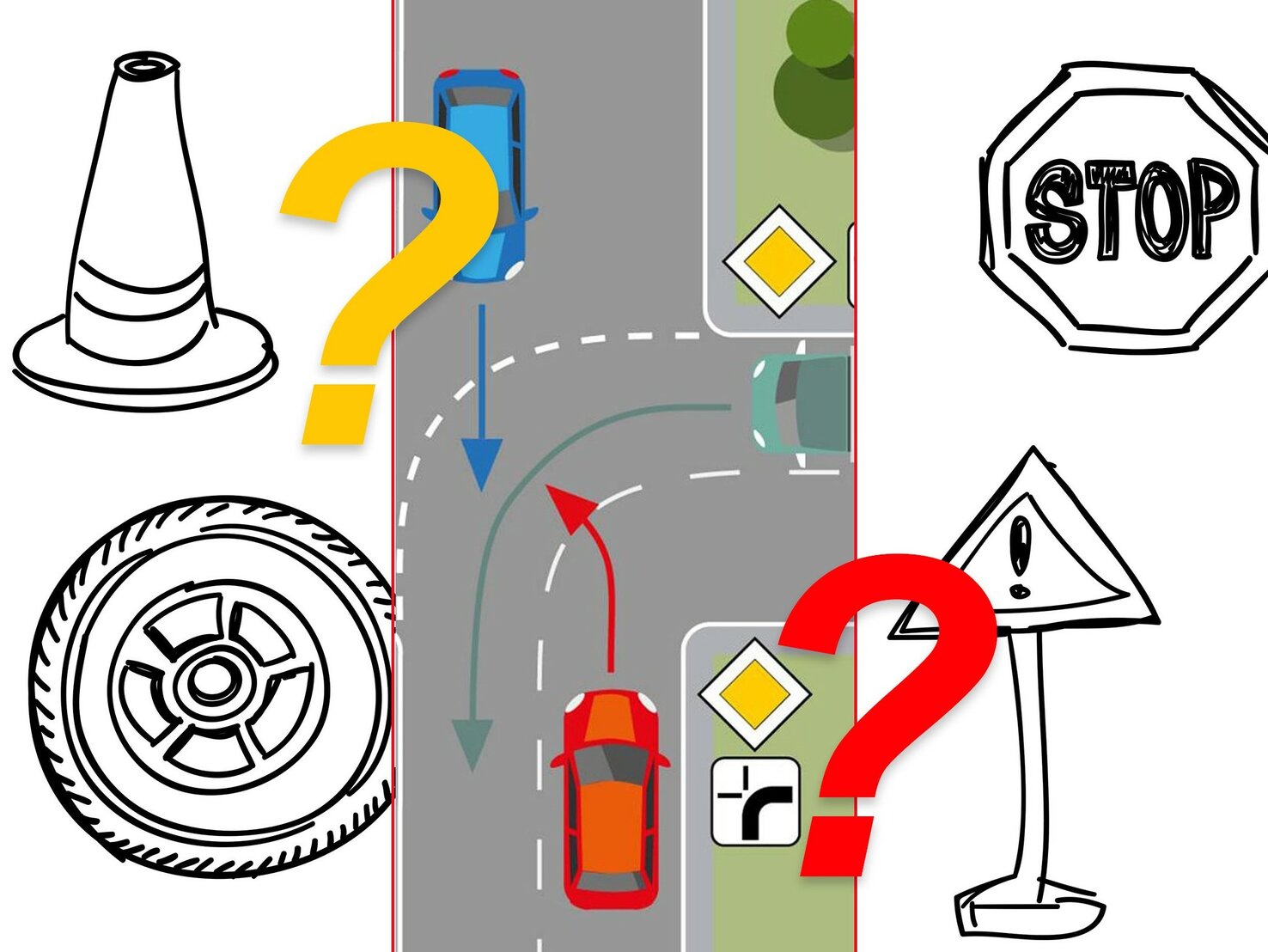 Bei den Vorfahrtsregeln aufgepasst? Das Rätsel an der Kreuzung